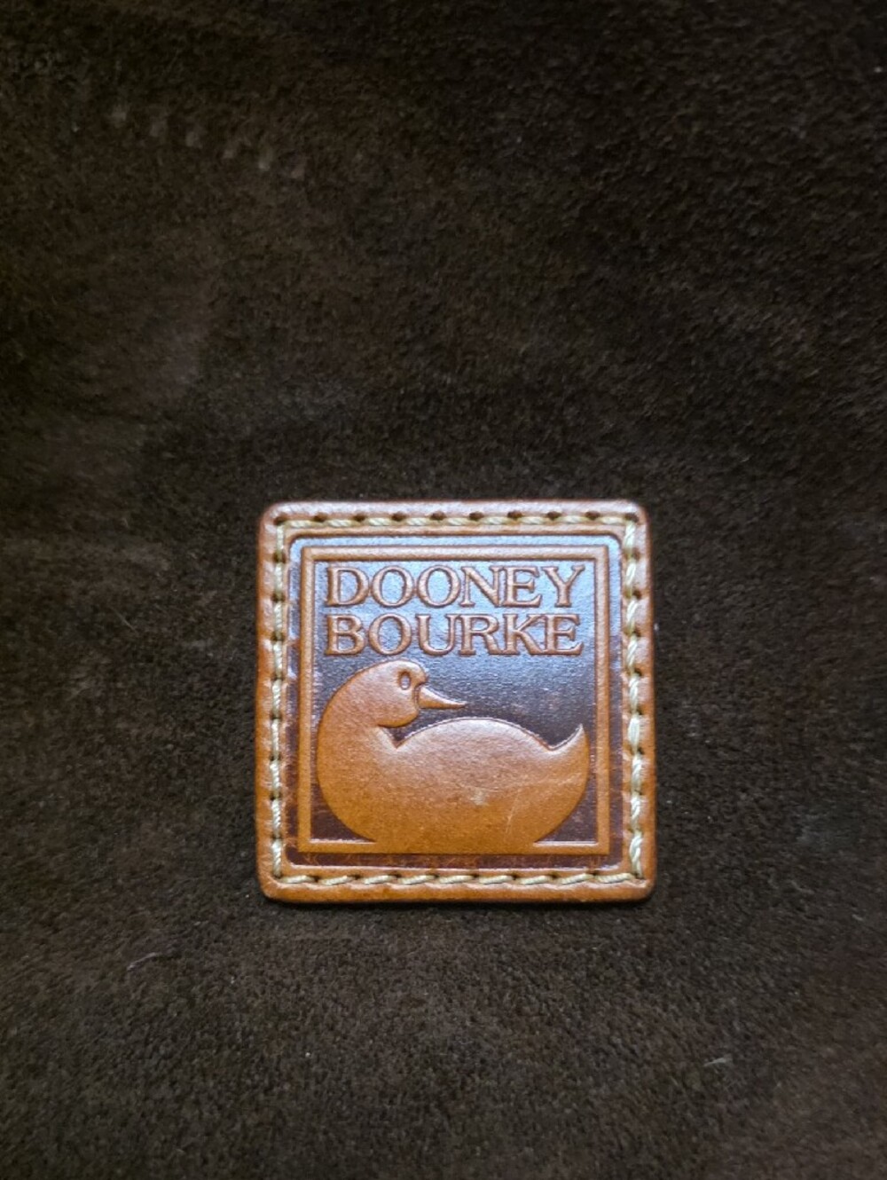 Dooney & Bourke Dark Brown Suede Shoulder Hobo with Tan Leather Trim - Picture 2 of 12